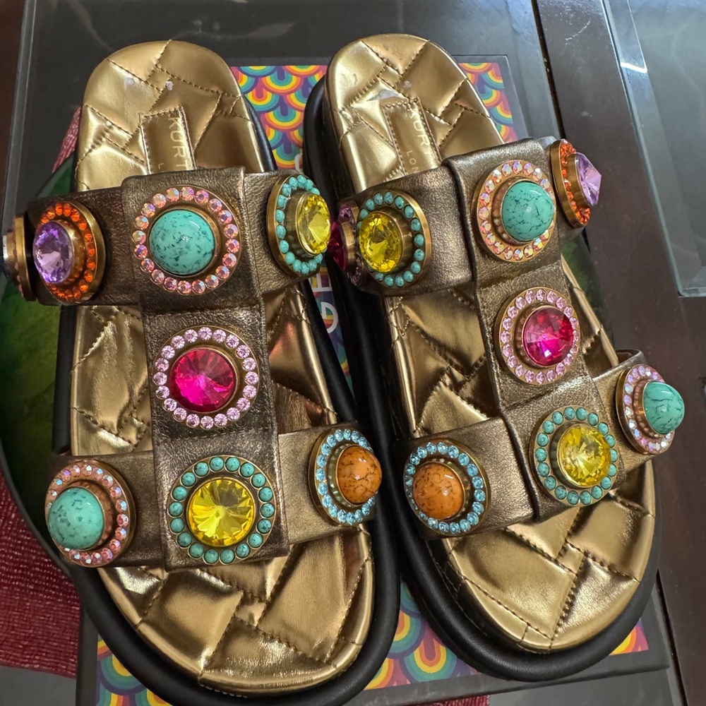 Kurt Geiger orsan bronze and crystal sandals